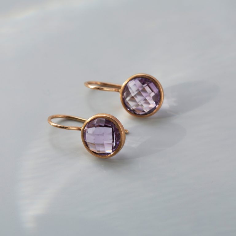 Ohrringe Roségold und lila Amethyst
