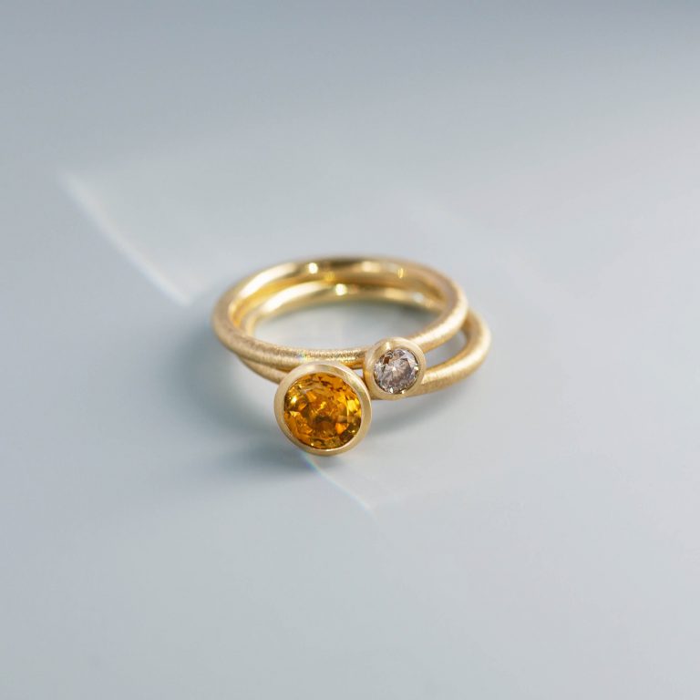 Goldringe mit Citrin und Brillant